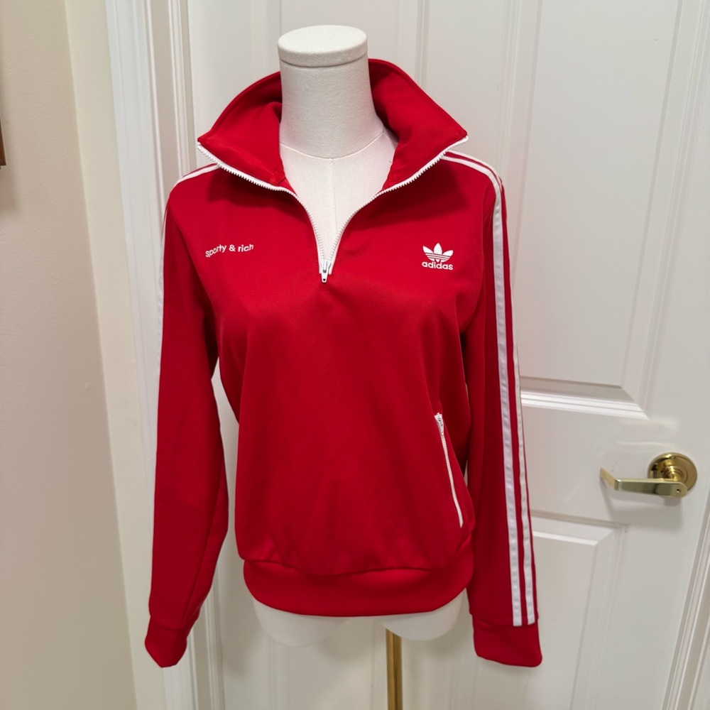 Women’s Adidas x Sporty & Rich Red Track Top. Size M